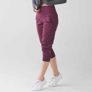 Lululemon In Flux Crop - Red Grape Cropped Studio Dance Joggers
